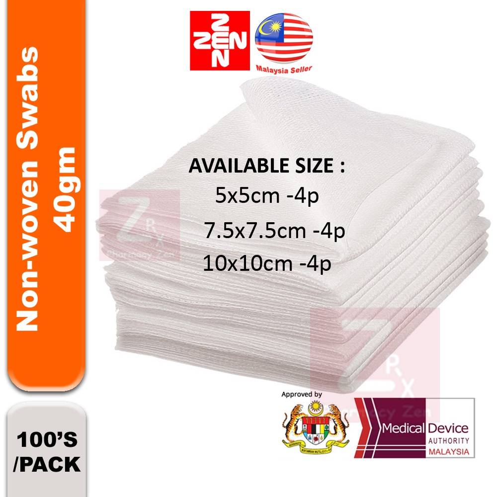 Zen Pharmacy Durasafe Nonwoven Gauze Swab 40gm 4PLY (100pc/pack)