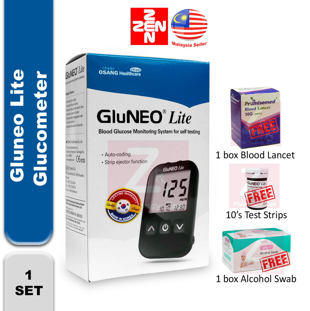 Light Glucometer Machine Zen Pharmacy | Gluneo Lite Glucometer Complete set