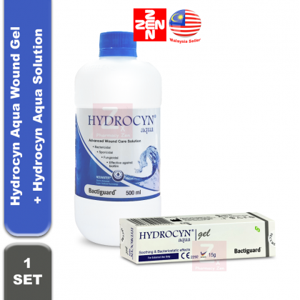 Hydrosyn Zen Pharmacy | Hydrocyn Aqua Wound Gel 15g + Hydrocyn Aqua Solution 500ml