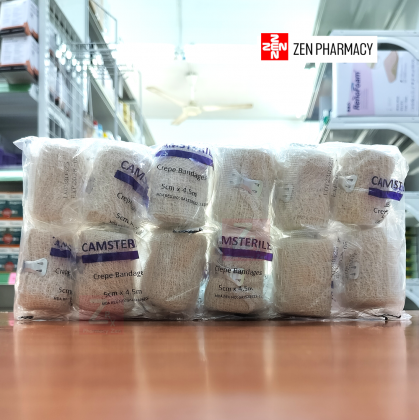 Zen Pharmacy | [1 PACKET] Camsterile Cotton Crepe Bandage White(5cmX4 ...