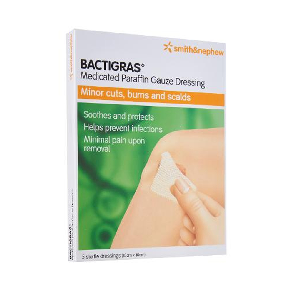 Zen Pharmacy Smith & Nephew Bactigras Antiseptic Paraffin Dressing (10cm x 10cm) (3pcs/box)